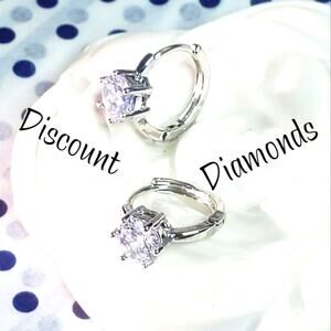 Clear & White Diamond Stud Earrings on 925 Silver